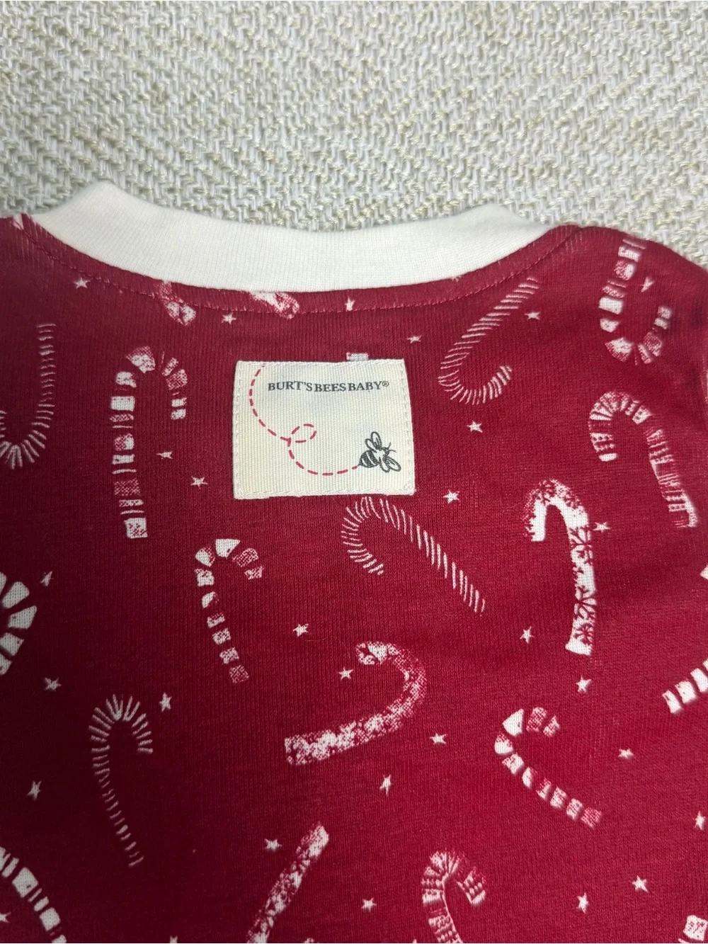 Burt's Bees Baby Burgundy Candy Cane Stripe Footed One-Piece
